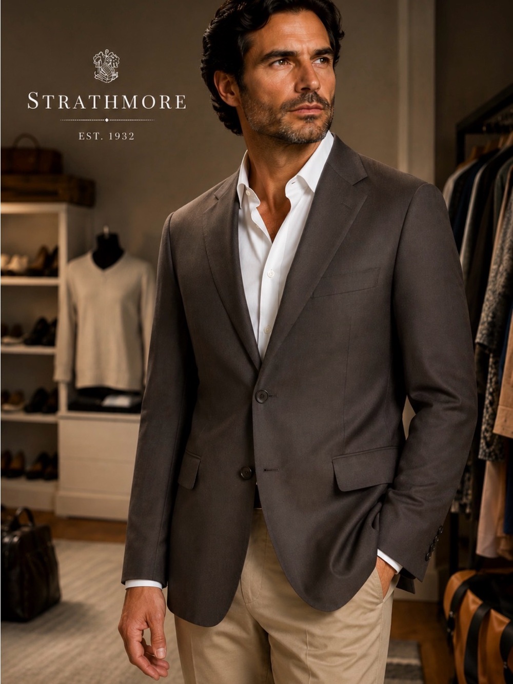 Strathmore Men’s Blazer | Size 44 Long | Chocolate Classic Tailored Jacket